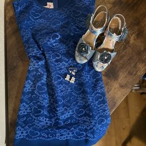 Vintage 1980s Bonnell Lace Dress Size 18 Blue Made in USA | Romantic Cottagecore